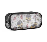Mnsruu Astuccio scolastico stilizzato con teschio messicano colorato, astuccio per ragazze, ragazzi, adolescenti, studenti, 24 x 10,5 x 8 cm, #01, Taglia unica, Adorabile