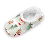 Mnsruu Babbo Natale Regalo Di Natale Cervo Pantofole in Cotone Peluche Donna Uomo Invernali Calde Ciabatte da Casa Antiscivolo Pantofola Calzini Slipper