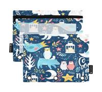 Mnsruu Bears Owls Moon 3 raccoglitori ad anelli con cerniera trasparente finestra borsa per cancelleria per riporre forniture scolastiche e ufficio, confezione da 2, Multicolore, Taglia unica, Beauty