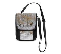 Mnsruu Bellissimo portafoglio da viaggio con cervo rosso nella neve, porta passaporto, porta carte di credito, porta gadget, unisex, portafoglio da viaggio con tracolla regolabile, #01, Taglia unica,