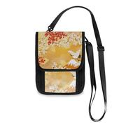 Mnsruu Bellissimo portafoglio da viaggio Sakura con gru bianca, porta passaporto, porta carte di credito, porta gadget, unisex, portafoglio da viaggio con tracolla regolabile, #01, Taglia unica, alla