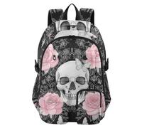 Mnsruu Bellissimo zaino da scuola con rose rosa con scomparto per laptop, grande borsa per la scuola per ragazze e ragazzi, zaino da viaggio 17,5 per scuola zaino casual universitario lavoro