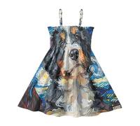 Mnsruu Bernedoodle - Vestito estivo da bambina, con spalline sottili, per la spiaggia, prendisole per cani da 2-8 anni, Cane Bernedoodle, 5-6 Anni
