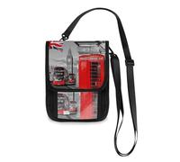 Mnsruu Big Ben Double Decker Bus N Red Phone Travel Wallet Porta Passaporto Carta di Credito Gadget Holder Pouch Bag Unisex Crossbody Portafoglio Viaggio Collo Portafoglio con Tracolla Regolabile,