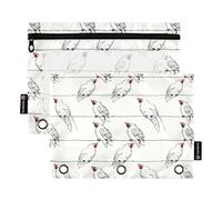 Mnsruu Bird on The Wire - Astuccio per matite con 3 anelli con cerniera trasparente, per riporre articoli di cancelleria per scuola e ufficio, confezione da 2, Multicolore, Taglia unica, Beauty Case