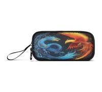 Mnsruu Blue Dragon Fire Phoenix - Astuccio grande con cerniera, grande capacità, organizer per ufficio, università, scuola, viaggi, scatola