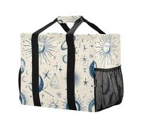 Mnsruu Blue Starry Sky Sun Planet Pattern Borse per la spesa riutilizzabili Borse per la spesa Borsa da cucina da viaggio Borsa da spiaggia lavabile