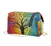 Mnsruu Borsa a tracolla da donna con albero della vita arcobaleno borsa a tracolla in pelle PU