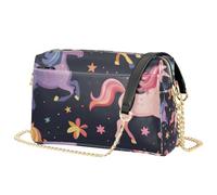 Mnsruu Borsa a tracolla da donna con fiori e unicorni, borsa a tracolla in pelle PU