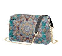 Mnsruu Borsa a tracolla da donna, in pelle con mandala indiano, turchese, borsa a tracolla