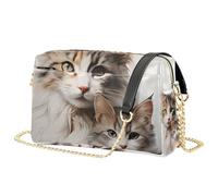 Mnsruu Borsa a tracolla da donna, in pelle, con stampa ritratto di gatto, borsa a tracolla