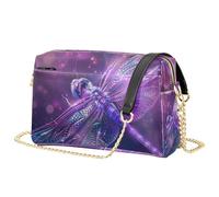 Mnsruu Borsa a tracolla da donna, in pelle magica, con libellula, colore: viola brillante