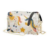 Mnsruu Borsa a tracolla da donna in pelle PU con unicorni colorati