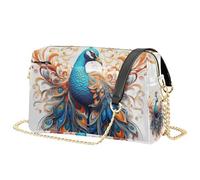 Mnsruu Borsa a tracolla da donna, splendida borsa a tracolla in pelle con pavone ritratto