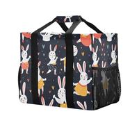 Mnsruu Borsa da spiaggia riutilizzabile con coniglio danzante, borsa per la spesa, da viaggio, da cucina