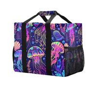 Mnsruu Borsa da spiaggia riutilizzabile con meduse da spiaggia, borsa per la spesa, borsa da viaggio da cucina, borsa da spiaggia lavabile