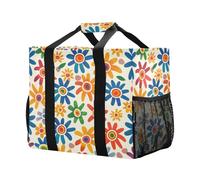 Mnsruu Borsa per la spesa riutilizzabile con girasole e fiori colorati per la spesa, borsa da viaggio da cucina, borsa da spiaggia, lavabile