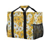 Mnsruu Borsa per la spesa riutilizzabile con girasole floreale, borsa per la spesa, borsa da viaggio da cucina, borsa da spiaggia lavabile