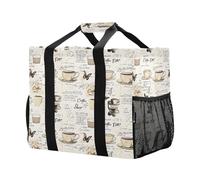 Mnsruu Borsa per la spesa riutilizzabile con motivo a farfalla e caffè, borsa per la spesa, da viaggio, da cucina, borsa da spiaggia, lavabile