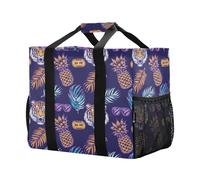 Mnsruu Borsa per la spesa riutilizzabile con motivo ananas tigre borsa da cucina borsa da viaggio borsa da spiaggia lavabile