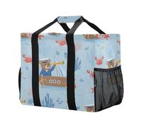 Mnsruu Borsa per la spesa riutilizzabile con motivo Captain Little Bear, borsa per la spesa, borsa da viaggio da cucina, borsa da spiaggia lavabile