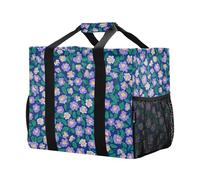 Mnsruu Borsa per la spesa riutilizzabile con motivo floreale viola, borsa per la spesa, borsa da viaggio da cucina, borsa da spiaggia lavabile