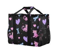 Mnsruu Borsa per la spesa riutilizzabile con motivo leopardato rosa, borsa per la spesa, borsa da viaggio da cucina, borsa da spiaggia lavabile