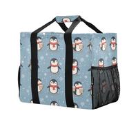 Mnsruu Borsa per la spesa riutilizzabile con motivo pinguini fiocchi di neve borse per la spesa borsa da viaggio da cucina borsa da spiaggia lavabile