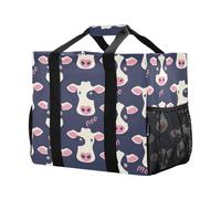 Mnsruu Borsa per la spesa riutilizzabile con mucca viola, borsa per la spesa, borsa da viaggio da cucina, borsa da spiaggia, lavabile