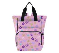 Mnsruu Borsa per pannolini da viaggio per mamme e papà con impronte di cuccioli rosa e oro