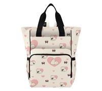 Mnsruu Borsa per pannolini per bambini con fiocco e gatto, borsa grande impermeabile, da viaggio, per mamme e papà