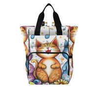 Mnsruu Borsa per pannolini per bambini, zaino con tre gatti che cantano, borsa grande, impermeabile, da viaggio, per mamme e papà