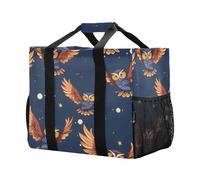 Mnsruu Borsa riutilizzabile per la spesa, con gufo, da cucina, da viaggio, lavabile, da spiaggia