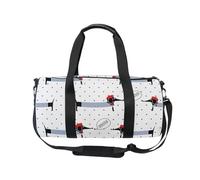 Mnsruu Borsa sportiva da palestra con tracolla, per donne e uomini, a pois, stile francese, per cani bassotto, borsone da viaggio per allenamento con scomparto per scarpe, per pernottamento e fine