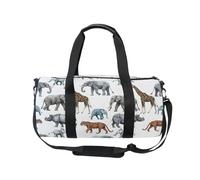Mnsruu Borsa sportiva da palestra con tracolla, per donne e uomini, carina, safari, animali, scimmia, tigre, giraffa, borsone da viaggio, allenamento, con scomparto per scarpe, per pernottamento e