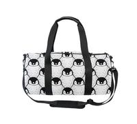 Mnsruu Borsa sportiva da palestra con tracolla per donne e uomini, colore bianco e nero, con pinguini in stile cartone animato, borsone da viaggio per allenamento con scomparto per scarpe, per