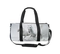 Mnsruu Borsa sportiva da palestra con tracolla, per donne e uomini, con cavalli bianchi, borsone da corsa, da viaggio, allenamento, con scomparto per scarpe, per pernottamento e fine settimana, #01,
