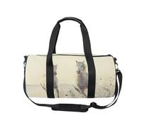 Mnsruu Borsa sportiva da palestra con tracolla, per donne e uomini, con cavalli bianchi, corsa al galoppo in acqua, borsa da viaggio per allenamento con scomparto per scarpe, per pernottamento e fine