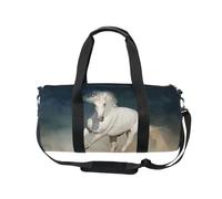 Mnsruu Borsa sportiva da palestra con tracolla, per donne e uomini, con cavallo bianco, borsone da corsa, da viaggio, allenamento, con scomparto per scarpe, per pernottamento e fine settimana, #01,