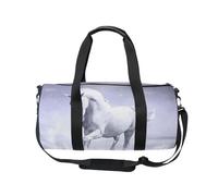 Mnsruu Borsa sportiva da palestra con tracolla per donne e uomini, con cavallo bianco, borsone da doccia, borsa da viaggio per allenamento con scomparto per scarpe per pernottamento, fine settimana,