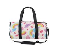Mnsruu Borsa sportiva da palestra con tracolla, per donne e uomini, con nuvole colorate arcobaleno, gocce di pioggia, borsone da viaggio per allenamento con scomparto per scarpe, per pernottamento e