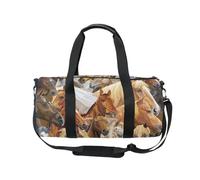Mnsruu Borsa sportiva da palestra con tracolla, per donne e uomini, con ritratti di cavalli, borsone da viaggio per allenamento con scomparto per scarpe, per pernottamento e fine settimana, #01,
