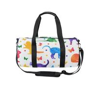 Mnsruu Borsa sportiva da palestra con tracolla, per donne e uomini, con simpatici gatti e farfalle arcobaleno a pois borsone da viaggio per allenamento con scomparto per scarpe per pernottamento e