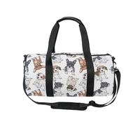 Mnsruu Borsa sportiva da palestra con tracolla, per donne e uomini, con stampa di cuccioli di carlino, borsone da viaggio per allenamento con scomparto per scarpe, per pernottamento e fine settimana,