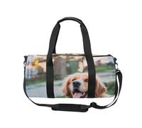 Mnsruu Borsa sportiva da palestra con tracolla, per donne e uomini, il cane guarda la fotocamera, borsone da viaggio per allenamento con scomparto per scarpe per pernottamento e fine settimana, #01,