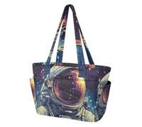 Mnsruu Borsa tote da donna, astronauta nello spazio, con scomparto per laptop da 15,6 pollici, borsa a tracolla impermeabile per lavoro, insegnanti/infermiere, scuola, viaggi e palestra