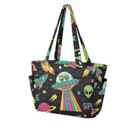 Mnsruu Borsa tote da donna, Ufo Aliens Spaceship Planet, borsa con scomparto per laptop da 15,6", borsa a tracolla impermeabile per lavoro, insegnanti/infermiere, scuola, viaggi e palestra