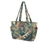 Mnsruu Borsa tote per donne, adolescenti che suonano il pianoforte elettrico, borsa con scomparto per laptop da 15,6 pollici, borsa a tracolla impermeabile per lavoro, insegnanti/infermiere, scuola