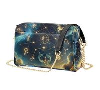 Mnsruu Borse a tracolla da donna, in pelle, con dodici stelle zodiacali
