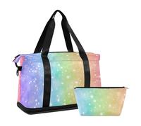 Mnsruu Borsone da viaggio grande con scomparto per scarpe e tasca bagnata, borsa da palestra con glitter arcobaleno astratto con borsa da toilette, #04, Taglia unica, alla moda